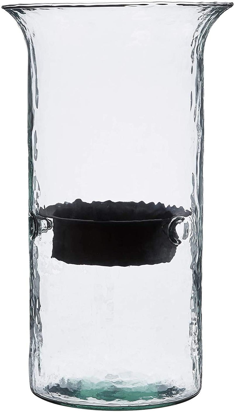 First of a Kind Glass Hurricane Pillar Candle Holder with Rustic Metal Insert, Perfect as a Centerpiece (Medium) - Image 5
